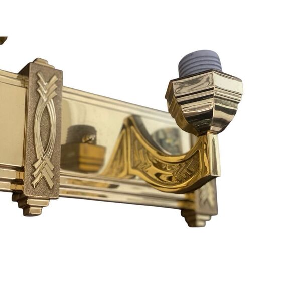 Art Deco Style Chevron Design Vanity Light Sconse Solid Brass Vintage - Picture 7 of 10